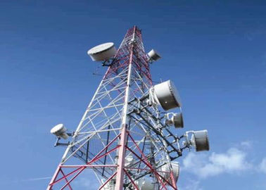 80m Triangle Telecom Steel Tower , Galvanized / Painted Communication Antenna Tower