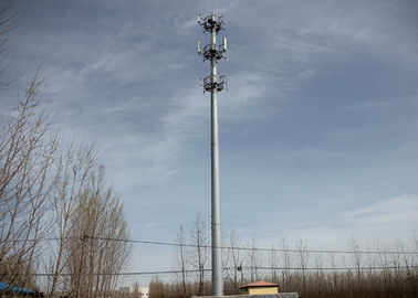 Q235B Carbon Structural Steel Telecom Tower , Overlapping connection Galvanized Steel Monopole